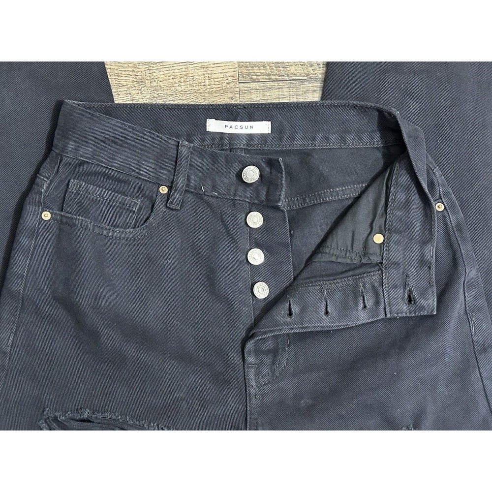 Pacsun‎ Ultra High Rise Slim Ripped Distressed Black Jeans Women's Size 25 - Picture 5 of 10